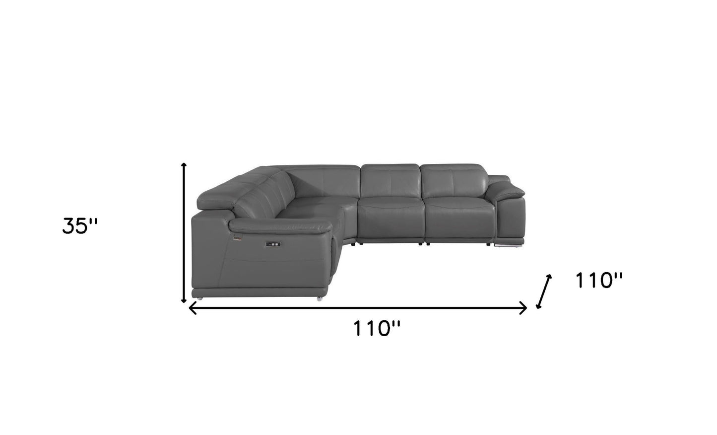 Italian Leather Power Reclining U Shaped Five Piece Corner Sectional with Console