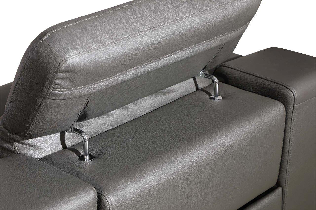 Italian Leather Power Reclining U Shaped Five Piece Corner Sectional with Console