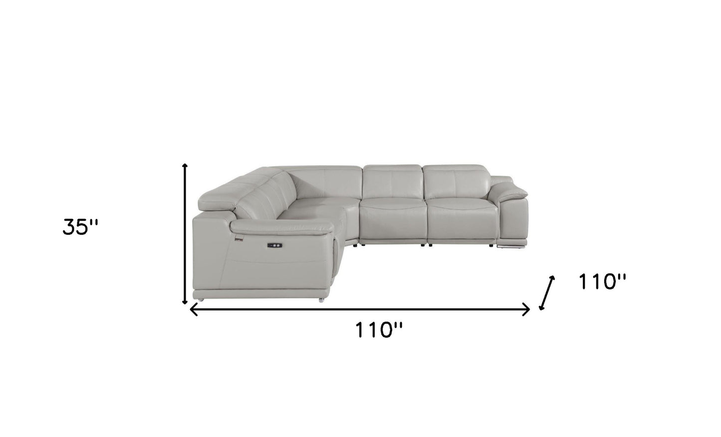Italian Leather Power Reclining U Shaped Five Piece Corner Sectional with Console