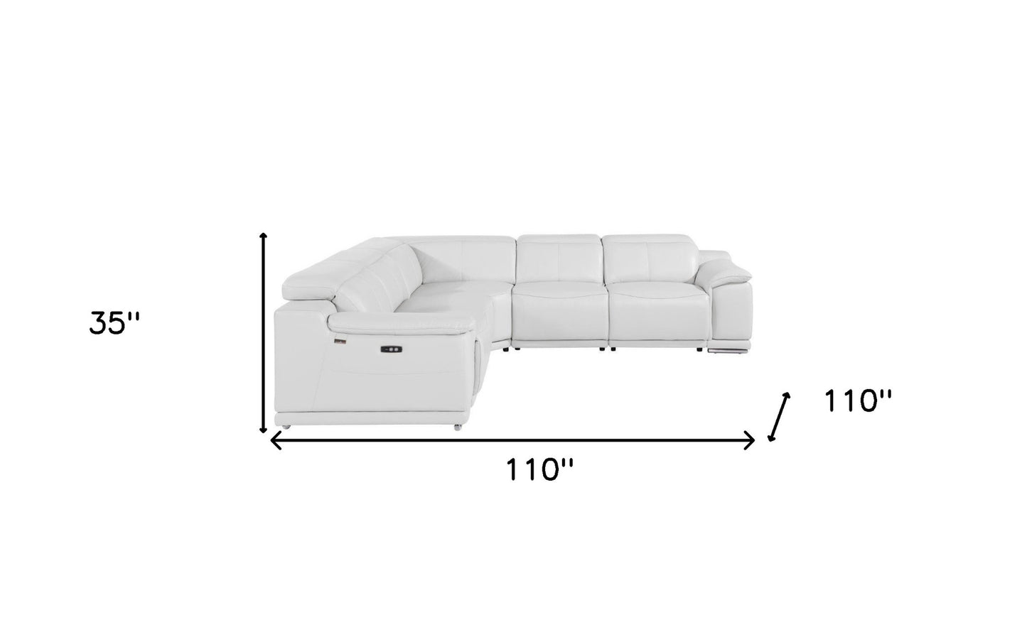 Italian Leather Power Reclining L Shaped Five Piece Corner Sectional