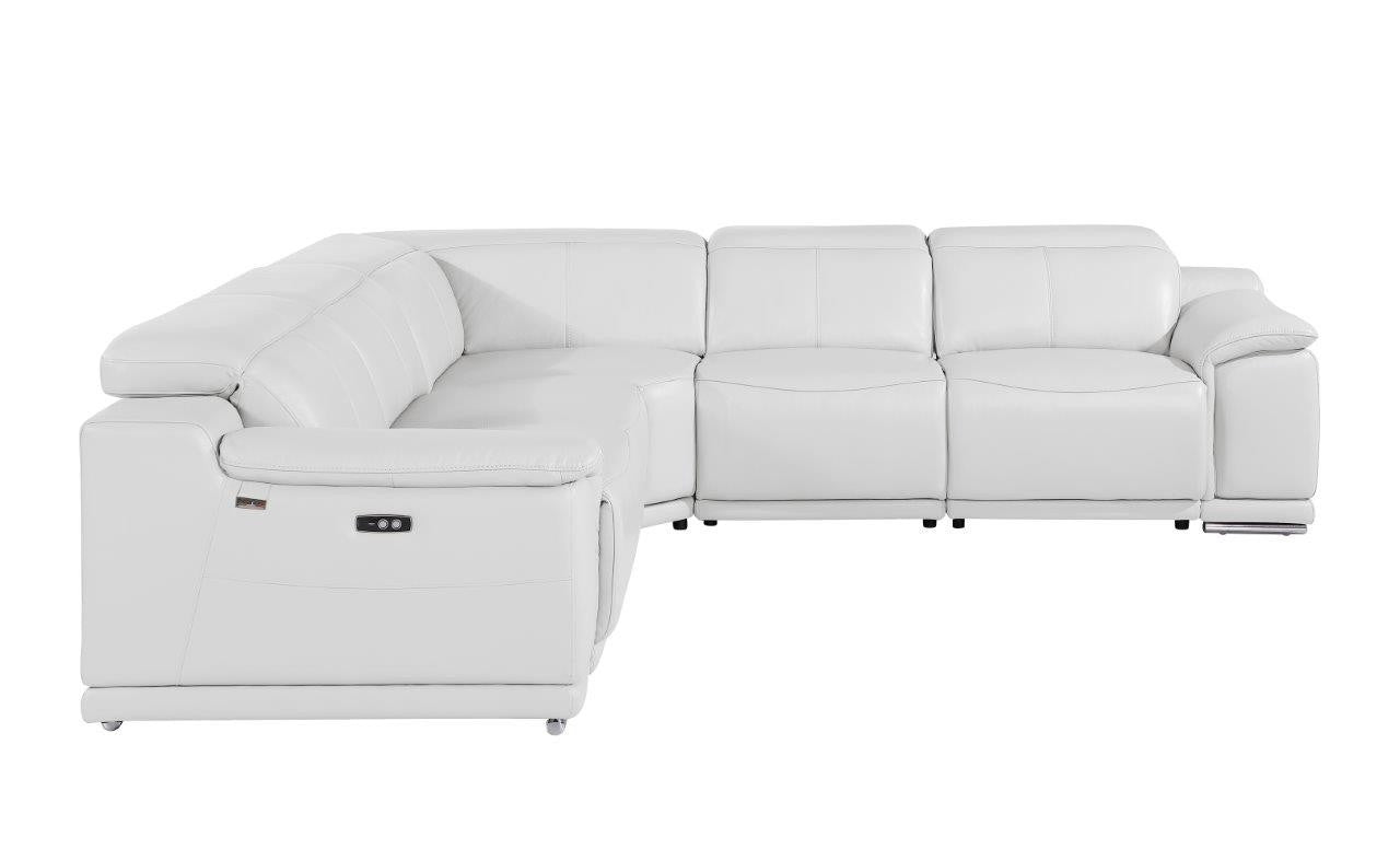 Italian Leather Power Reclining L Shaped Five Piece Corner Sectional