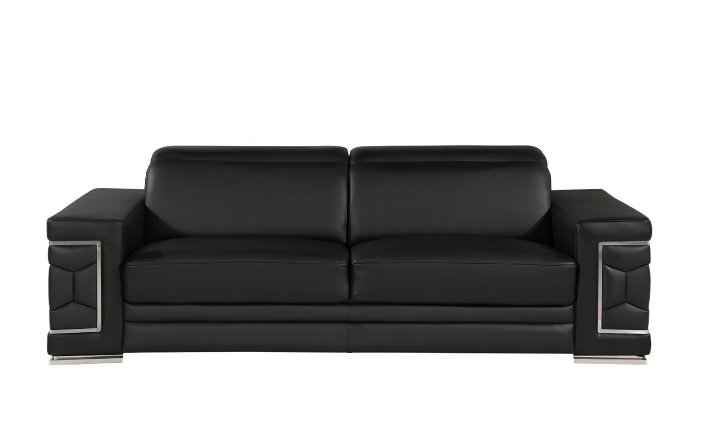 Leather Sofa with Silver Legs