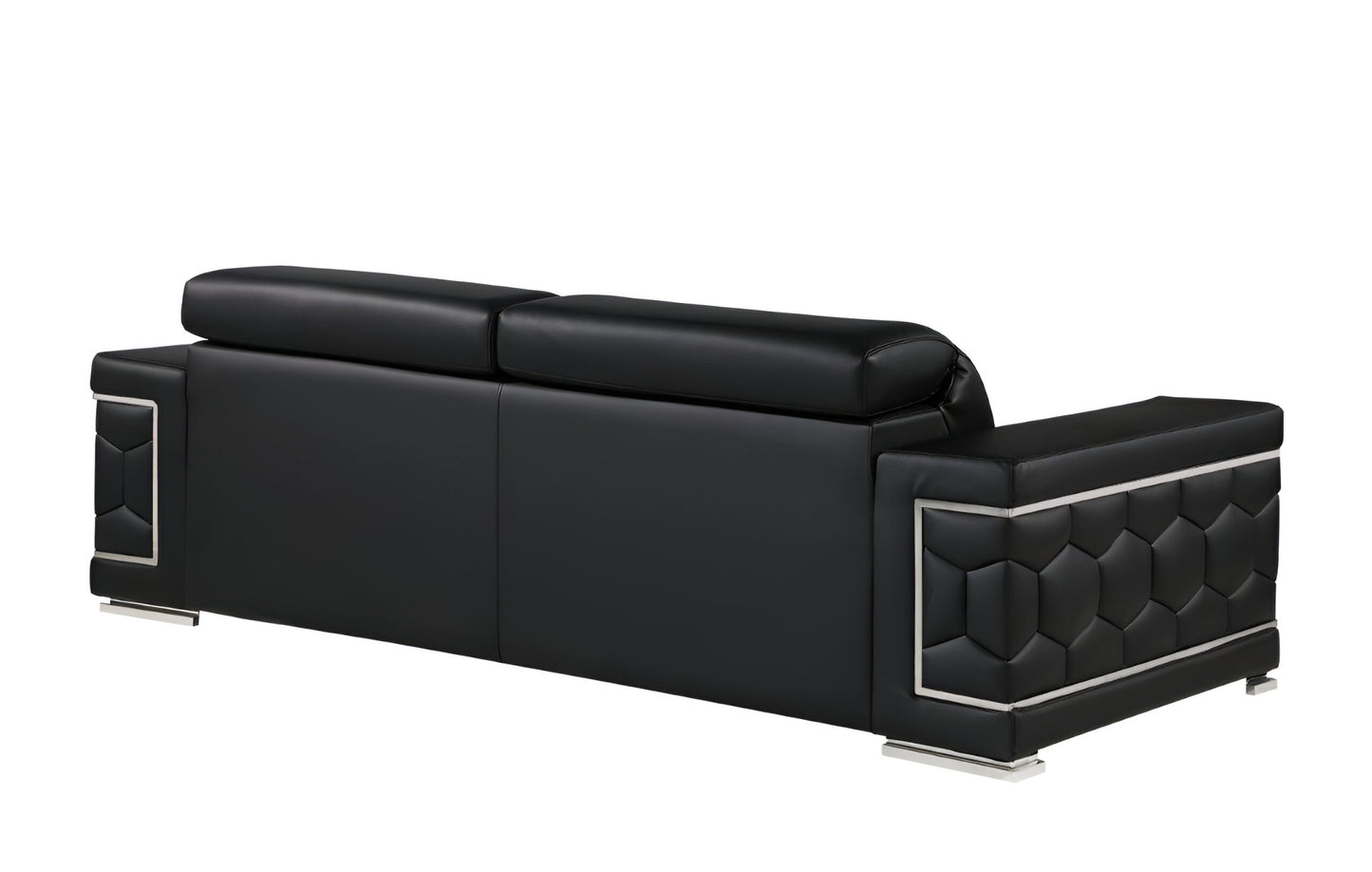 Leather Sofa with Silver Legs
