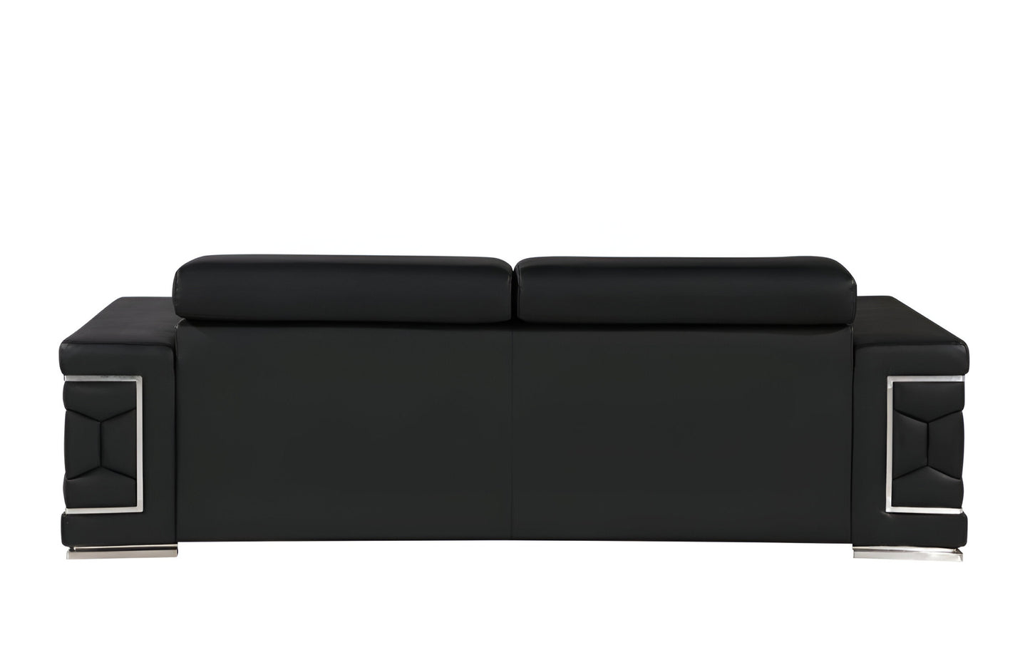 Leather Sofa with Silver Legs