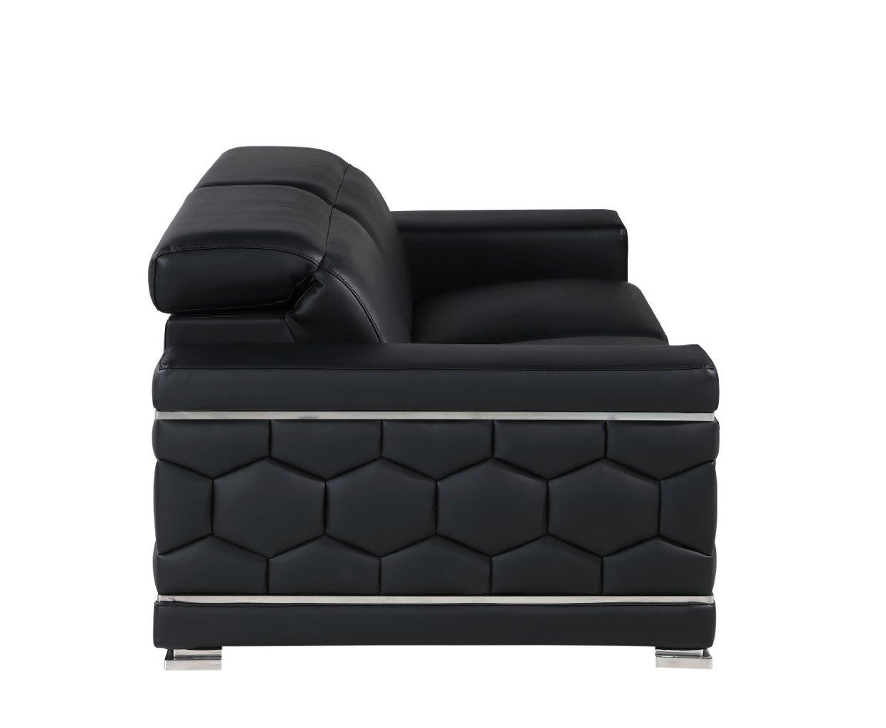 Leather Sofa with Silver Legs