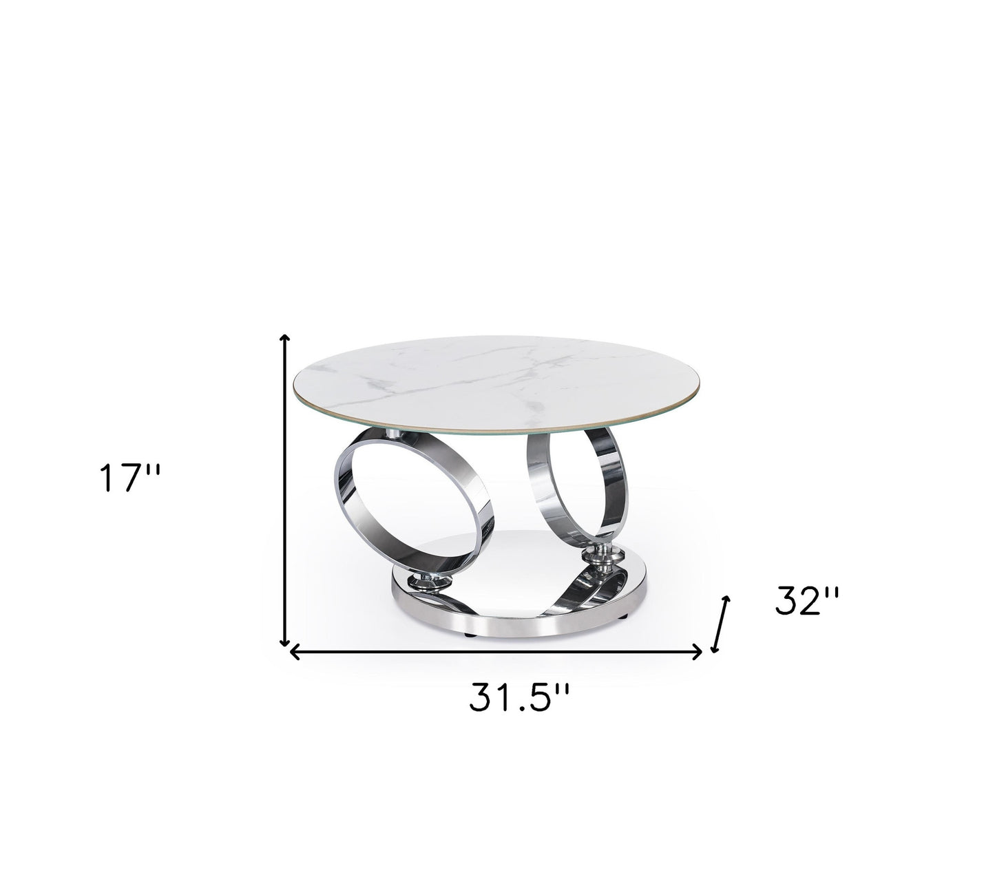 Ceramic Tile and Metal Round Abstract Coffee Table