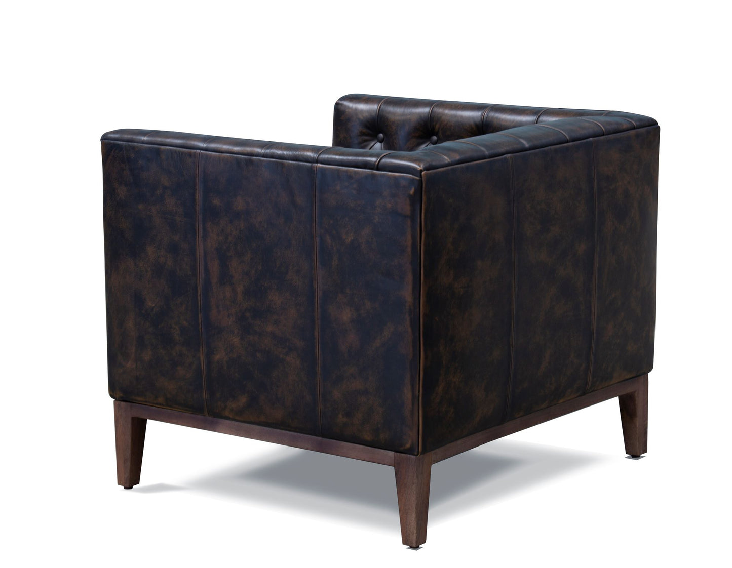 Antiqued Top Grain Leather Tufted Club Chair