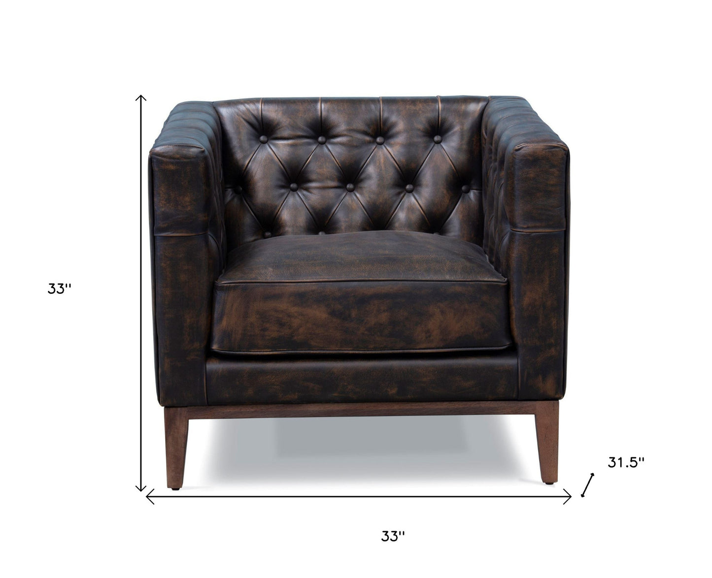 Antiqued Top Grain Leather Tufted Club Chair