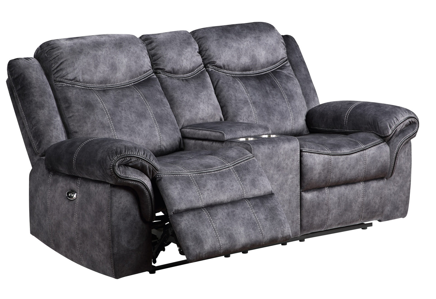 Microfiber Power Reclining Loveseat with Storage