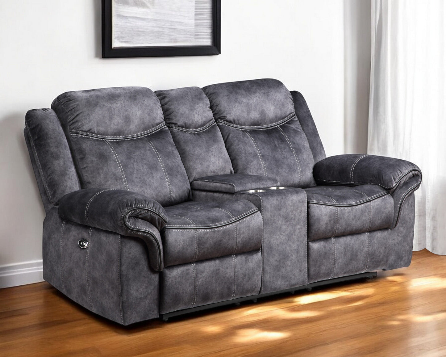 Microfiber Power Reclining Loveseat with Storage
