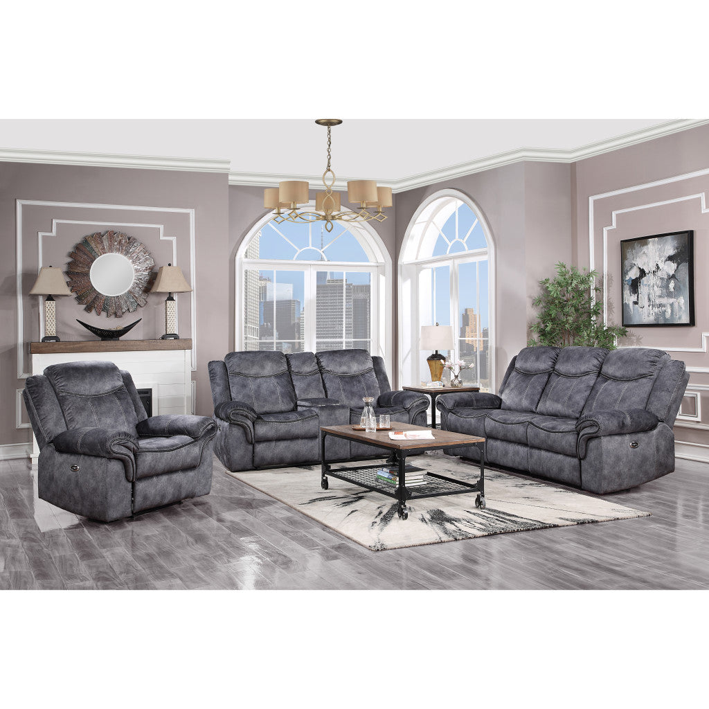 Microfiber Power Reclining Loveseat with Storage