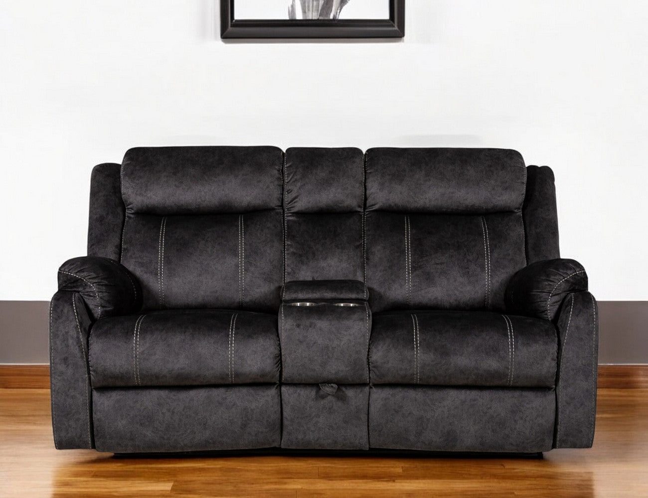 Microfiber Manual Reclining Loveseat with Storage