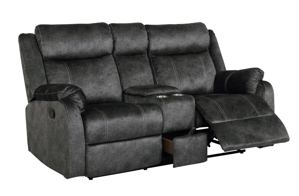 Microfiber Manual Reclining Loveseat with Storage
