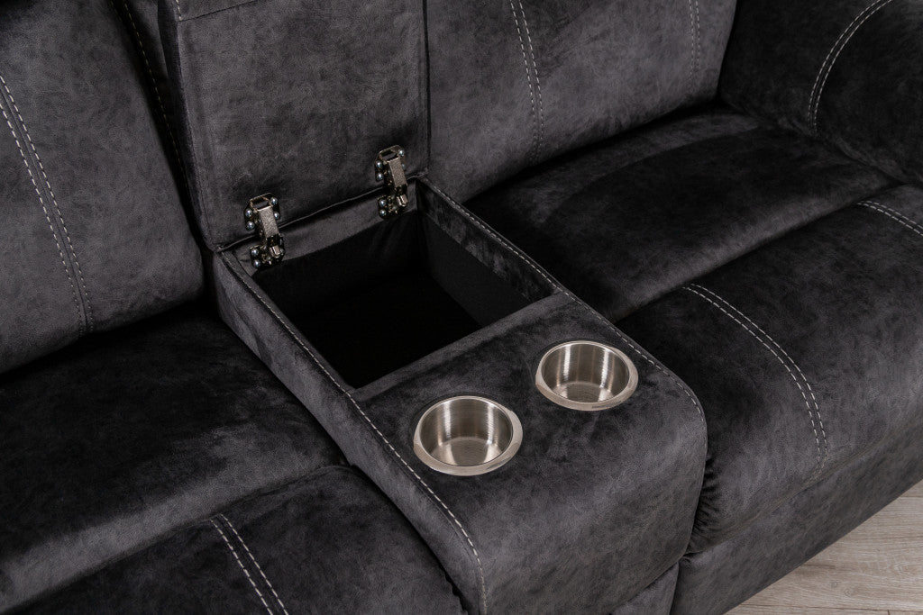 Microfiber Manual Reclining Loveseat with Storage
