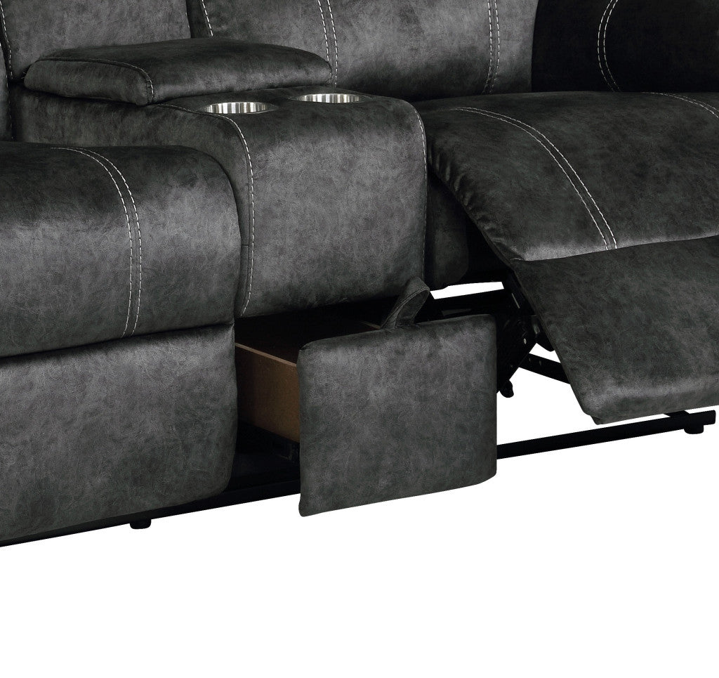 Microfiber Manual Reclining Loveseat with Storage