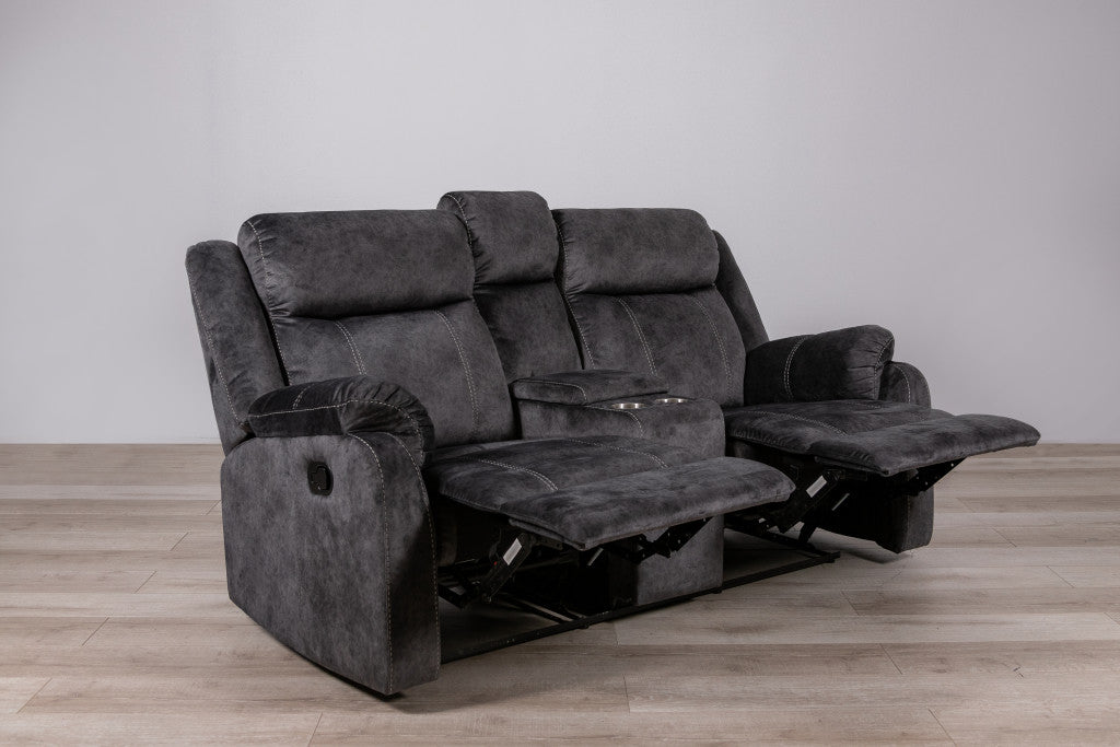 Microfiber Manual Reclining Loveseat with Storage