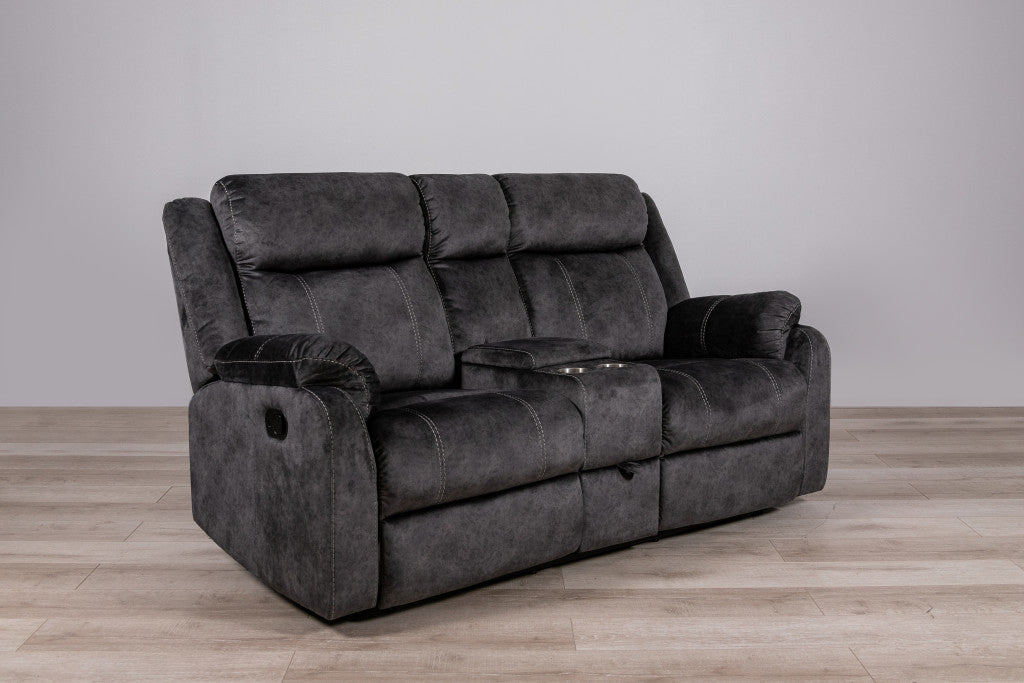 Microfiber Manual Reclining Loveseat with Storage