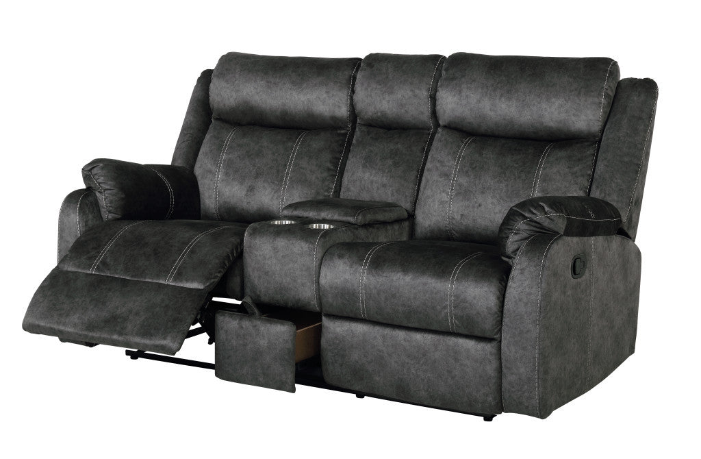 Microfiber Manual Reclining Loveseat with Storage