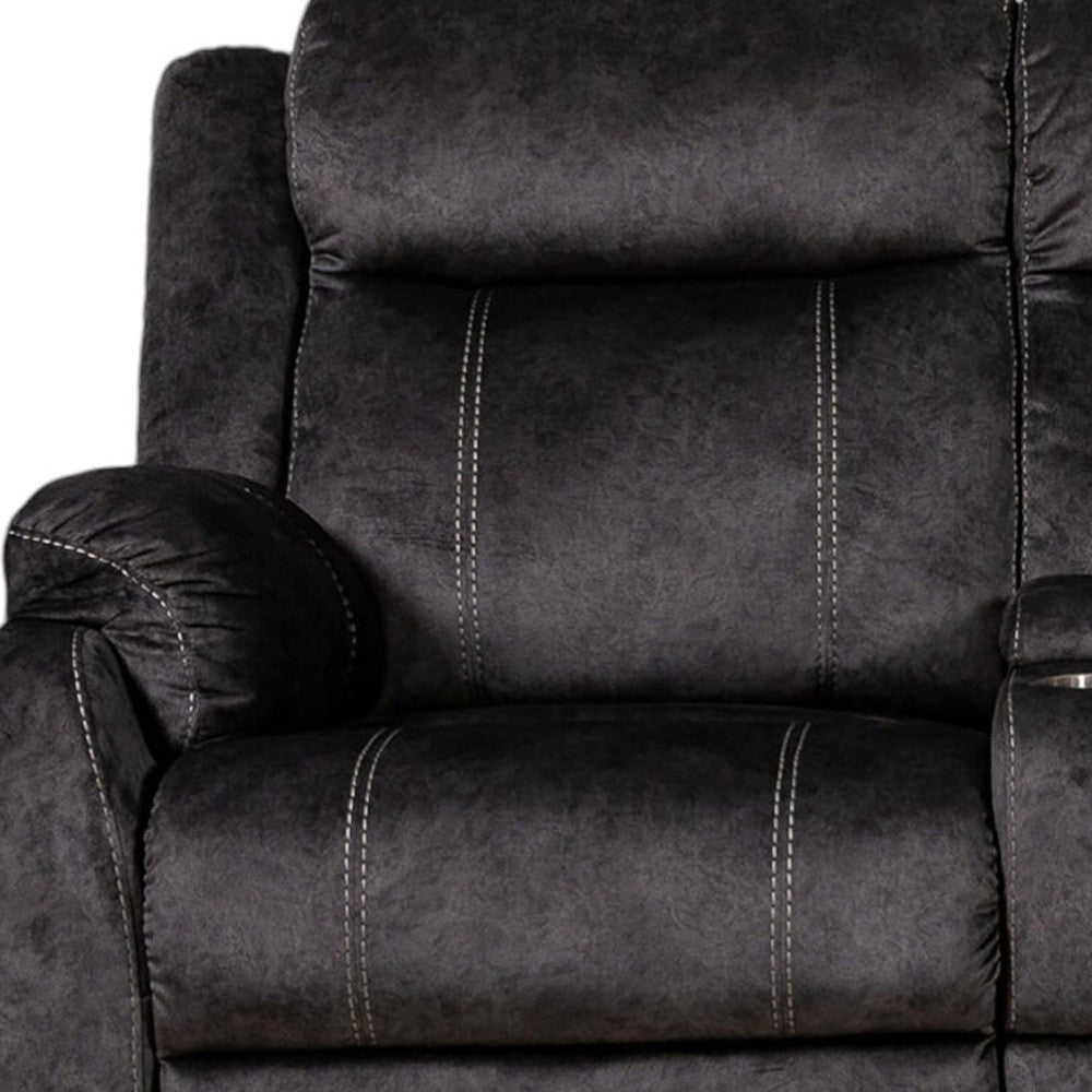 Microfiber Manual Reclining Loveseat with Storage