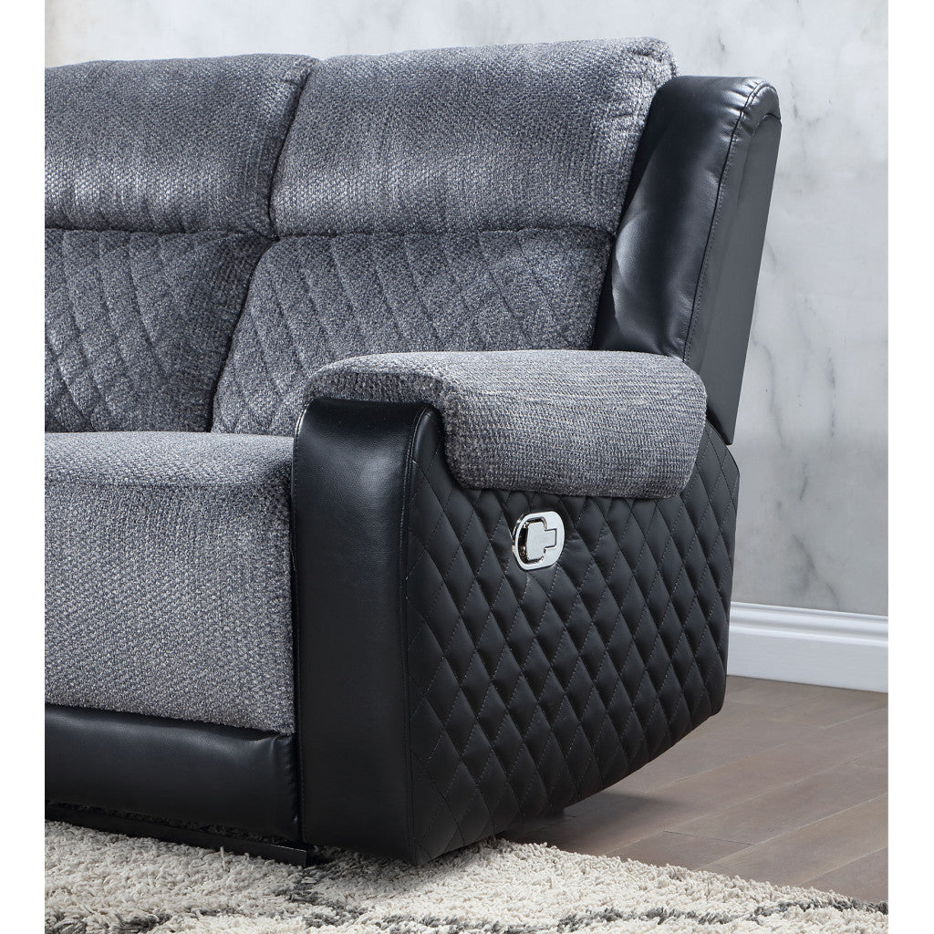 Faux Leather and Microfiber Manual Reclining Loveseat with Storage