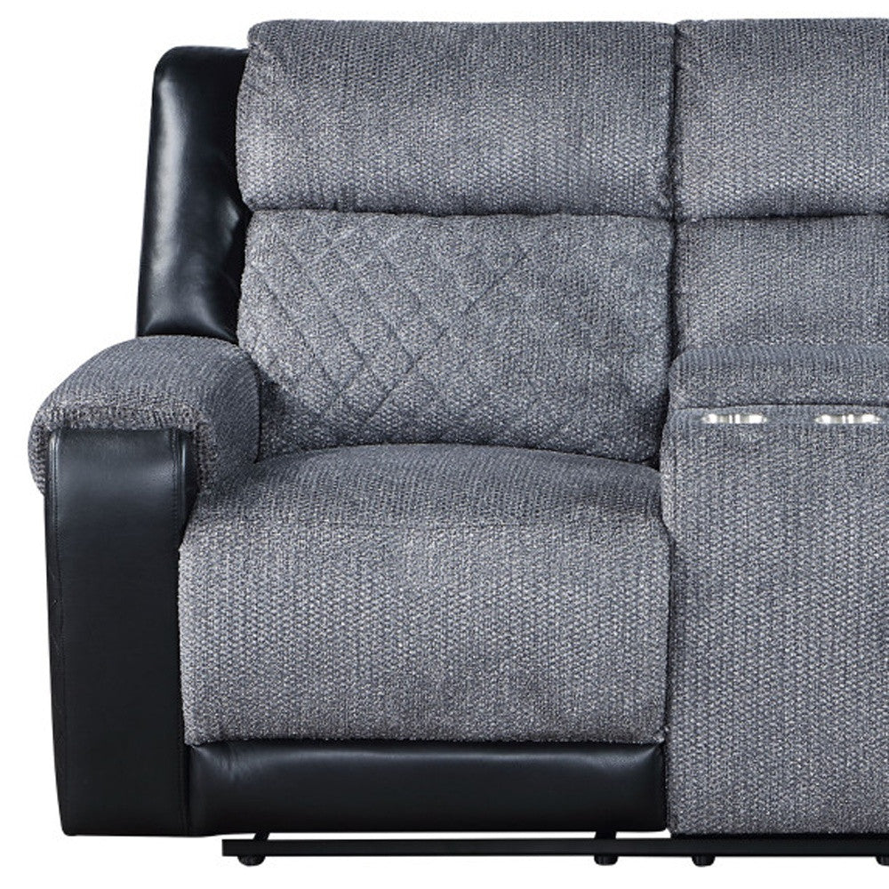 Faux Leather and Microfiber Manual Reclining Loveseat with Storage