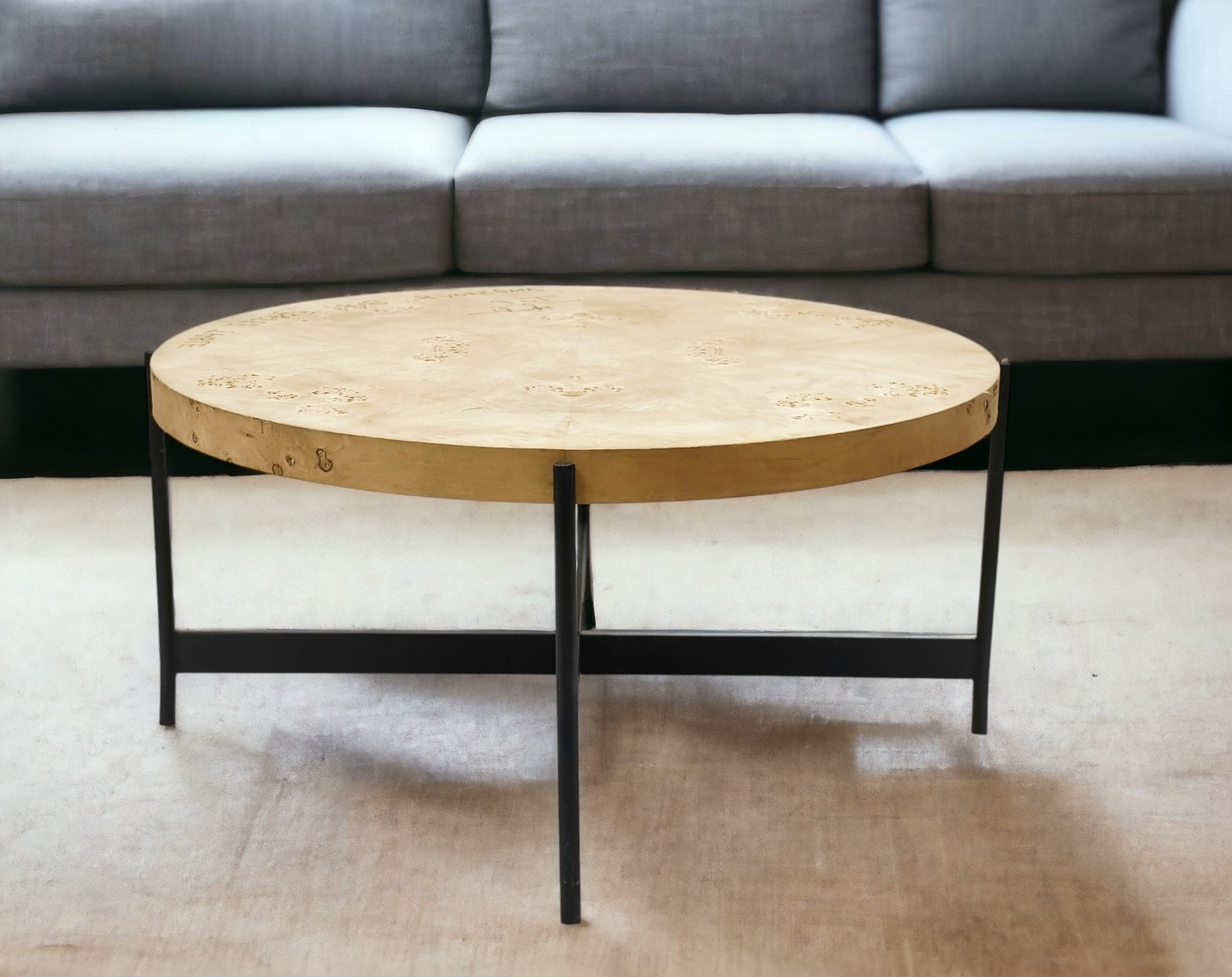 Wood and Iron Round Coffee Table