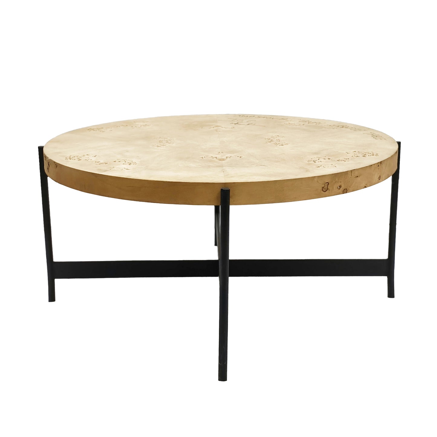Wood and Iron Round Coffee Table