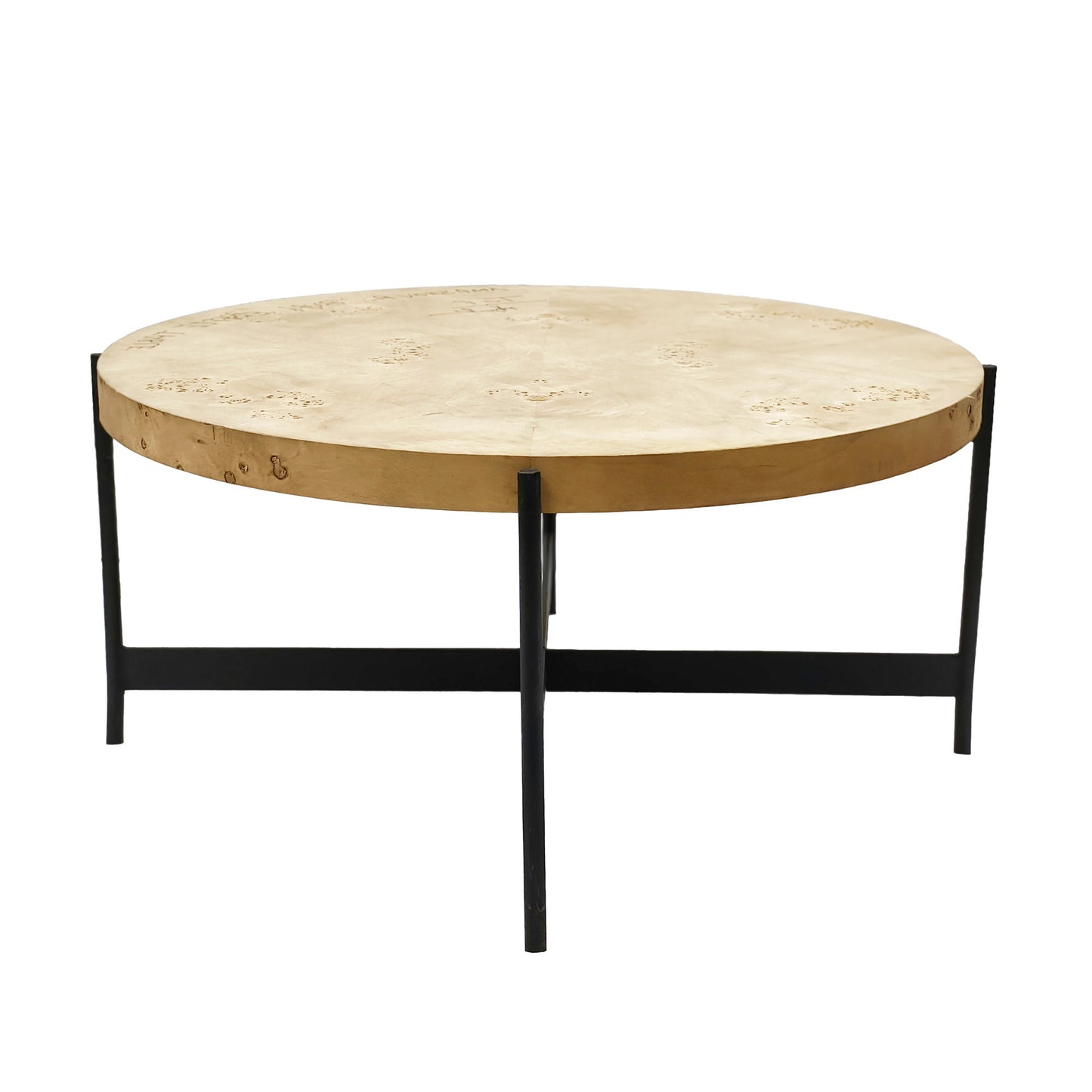 Wood and Iron Round Coffee Table