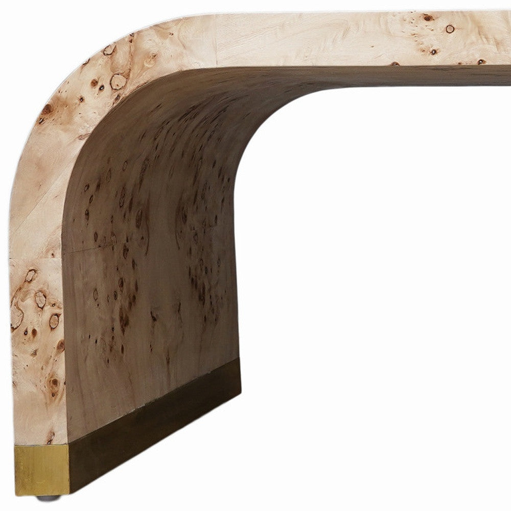 Wood and Brass Oval Coffee Table