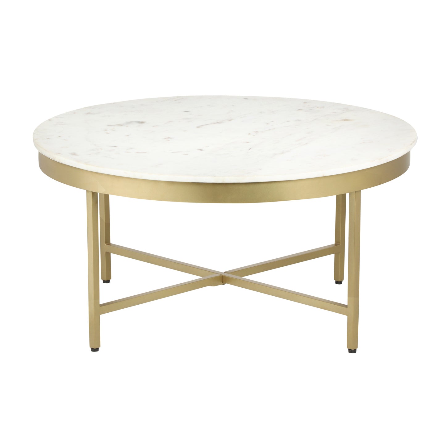 Genuine Marble and Steel Round Coffee Table