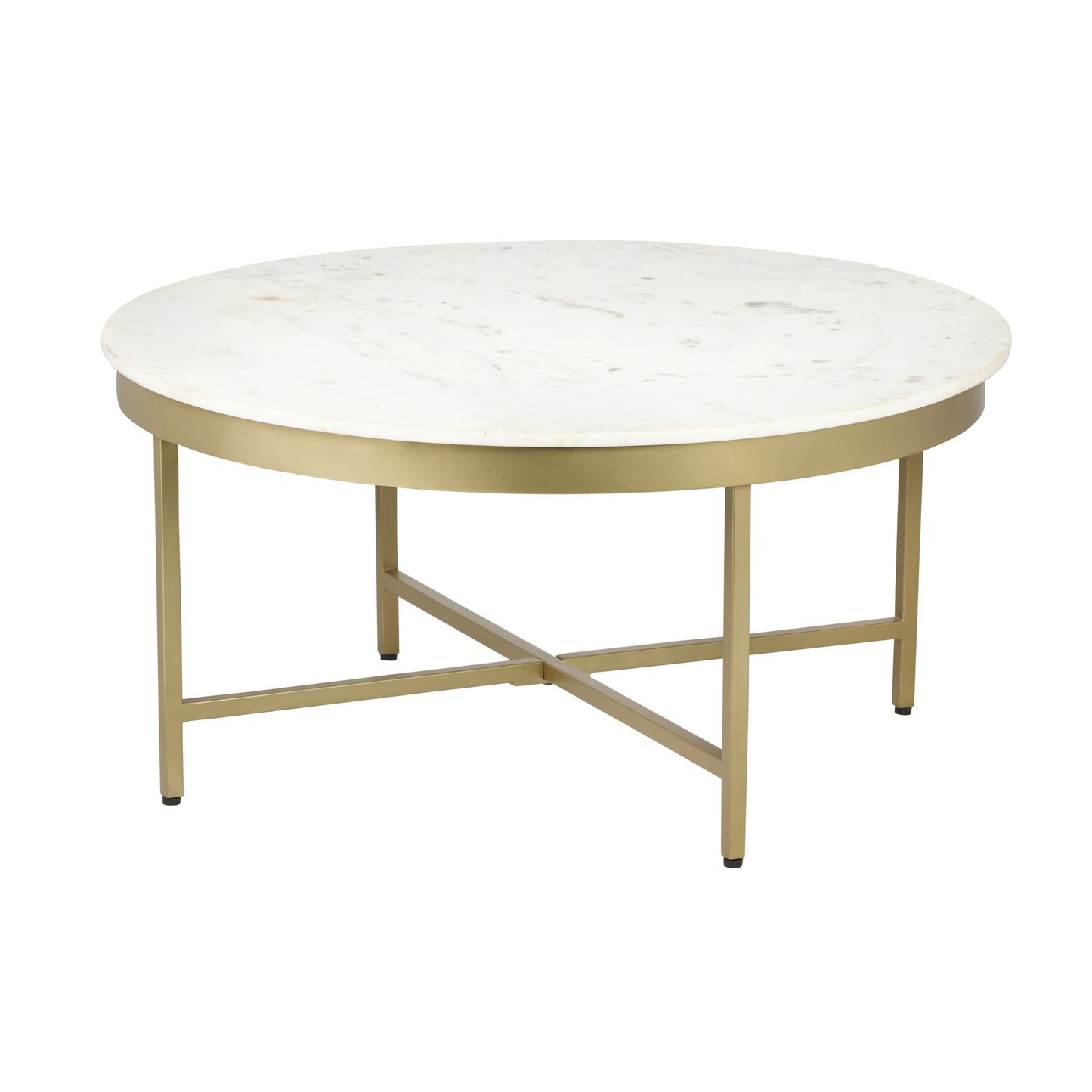 Genuine Marble and Steel Round Coffee Table