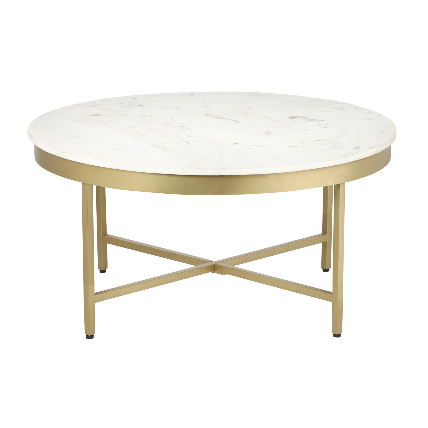Genuine Marble and Steel Round Coffee Table