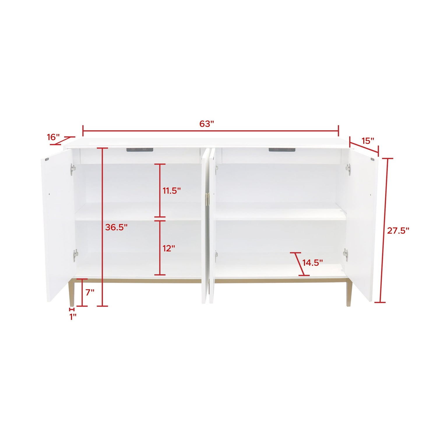Victoria Ivory Sideboard with Bronze Metal Frame