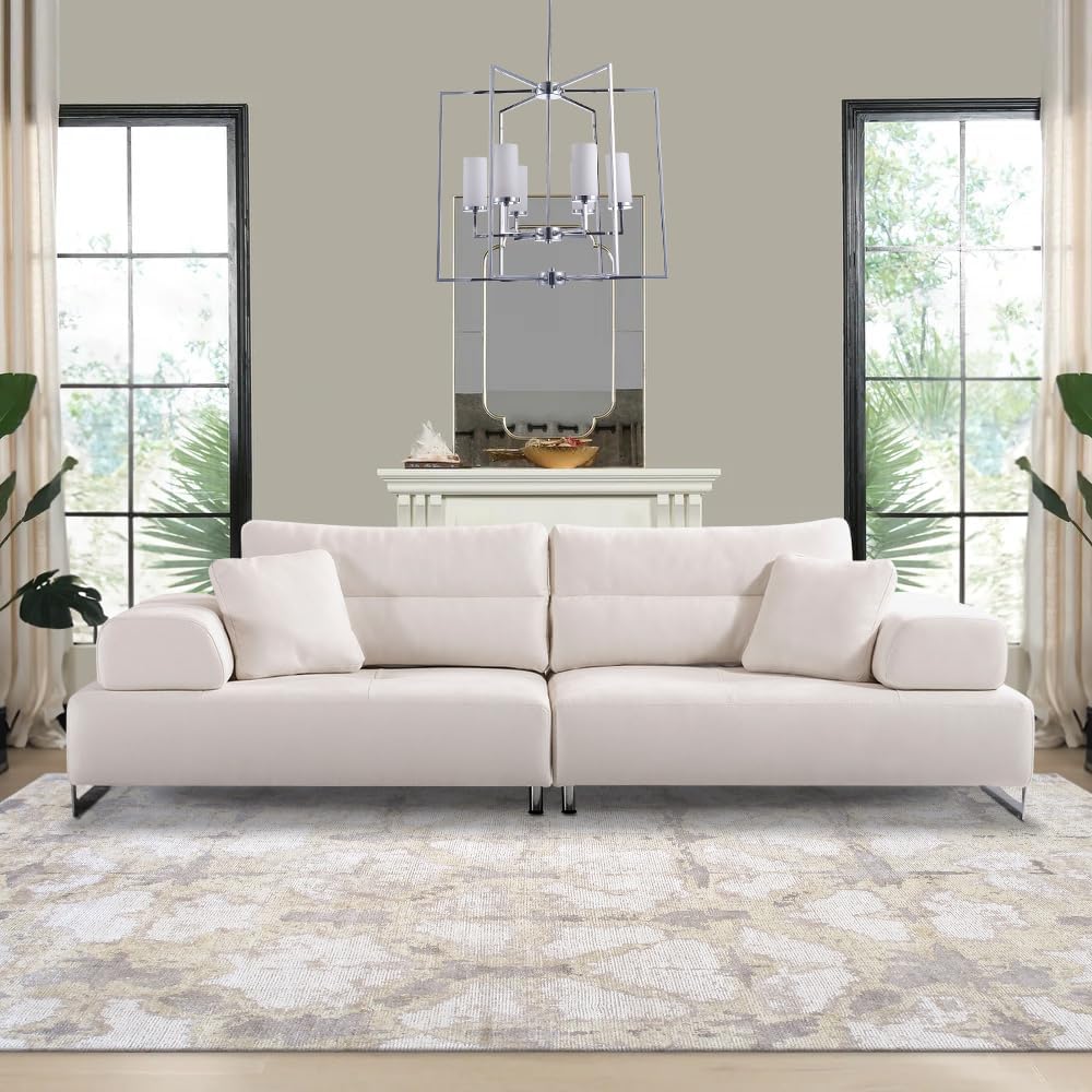 Ravenna Faux Suede Sofa with Sliding Back & Armrests