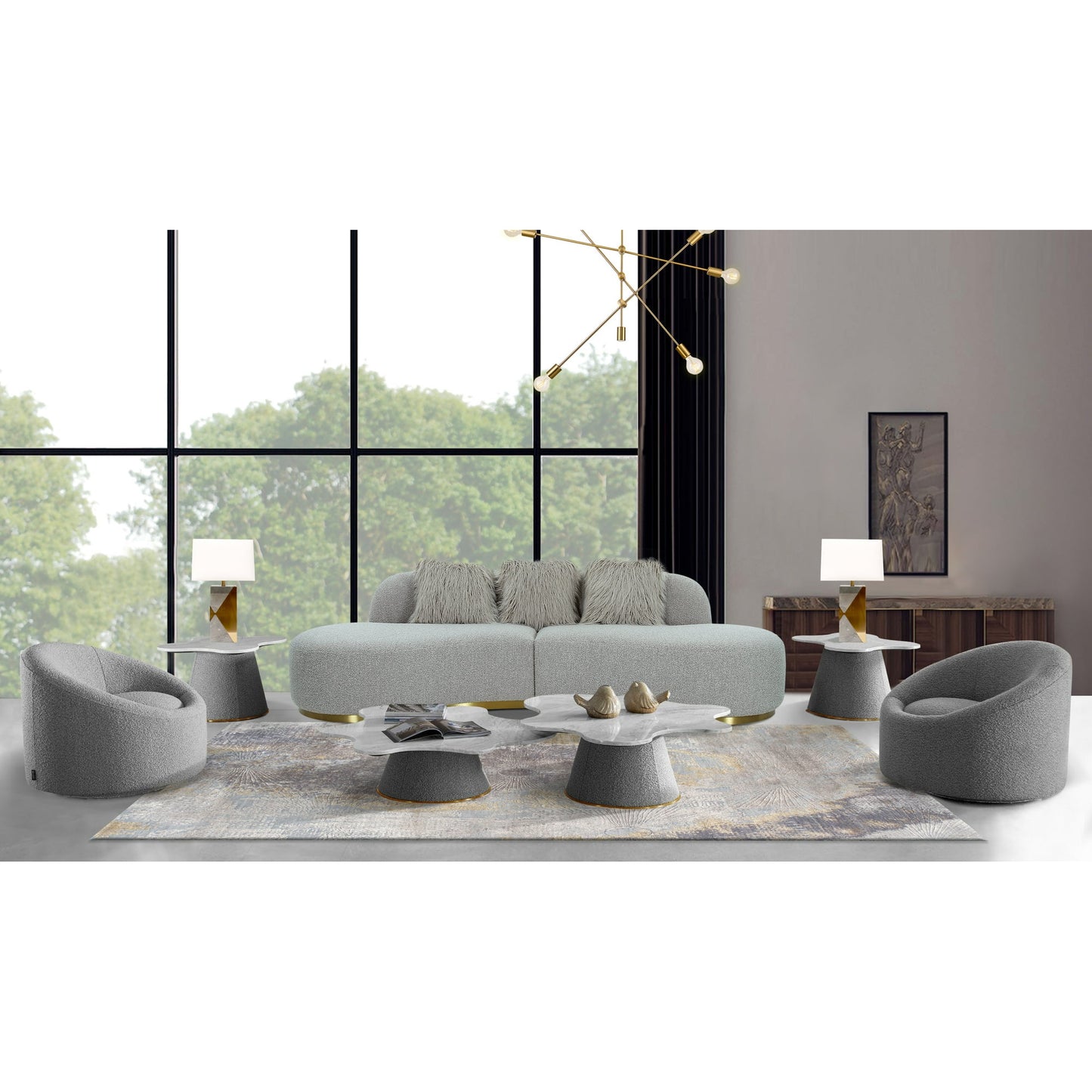Simona Upholstered Sofa with 3 Pillows 110.6"