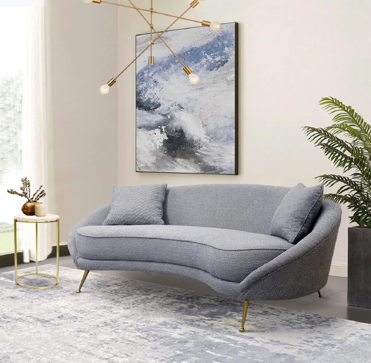 Luna Collection Textured Fabric Curved Sofa