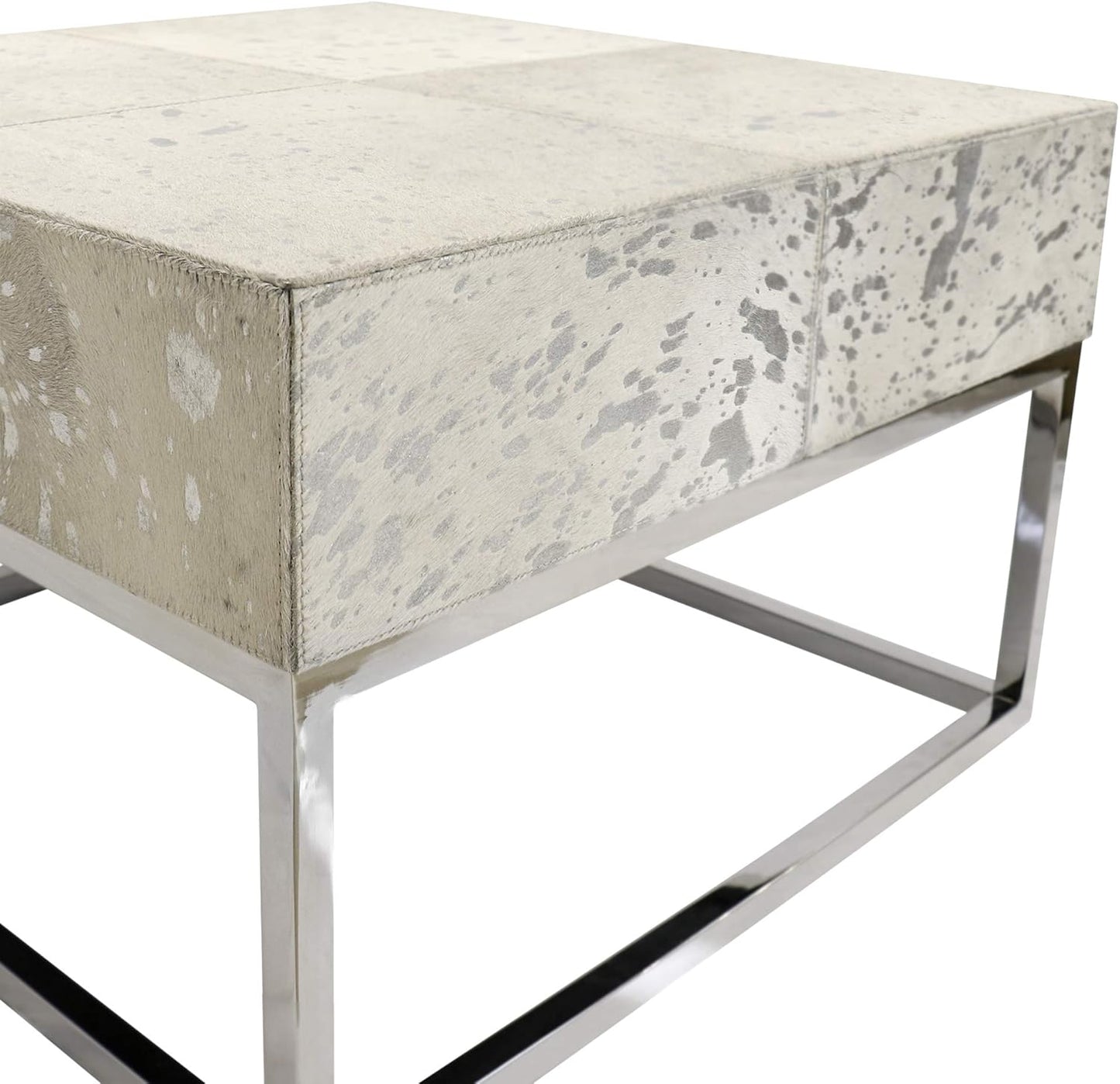 Safari Collection Silver Foil Cowhide & Steel Coffee Table