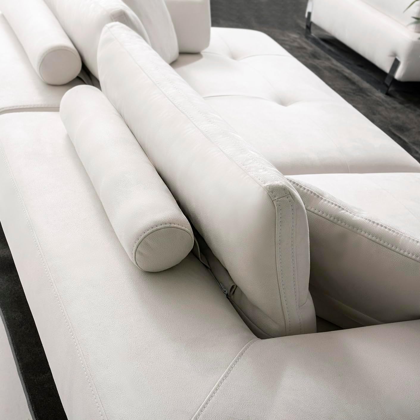 Ravenna Faux Suede Sofa with Sliding Back & Armrests