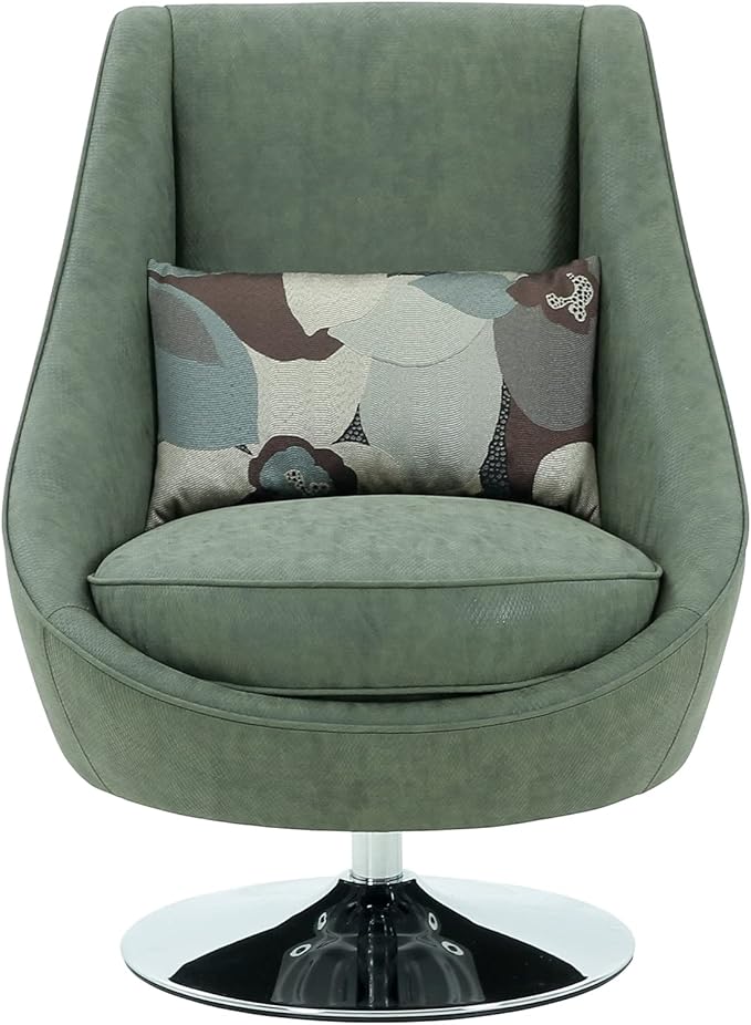 Noho Collection Silver Swivel Accent Chair with Pillow