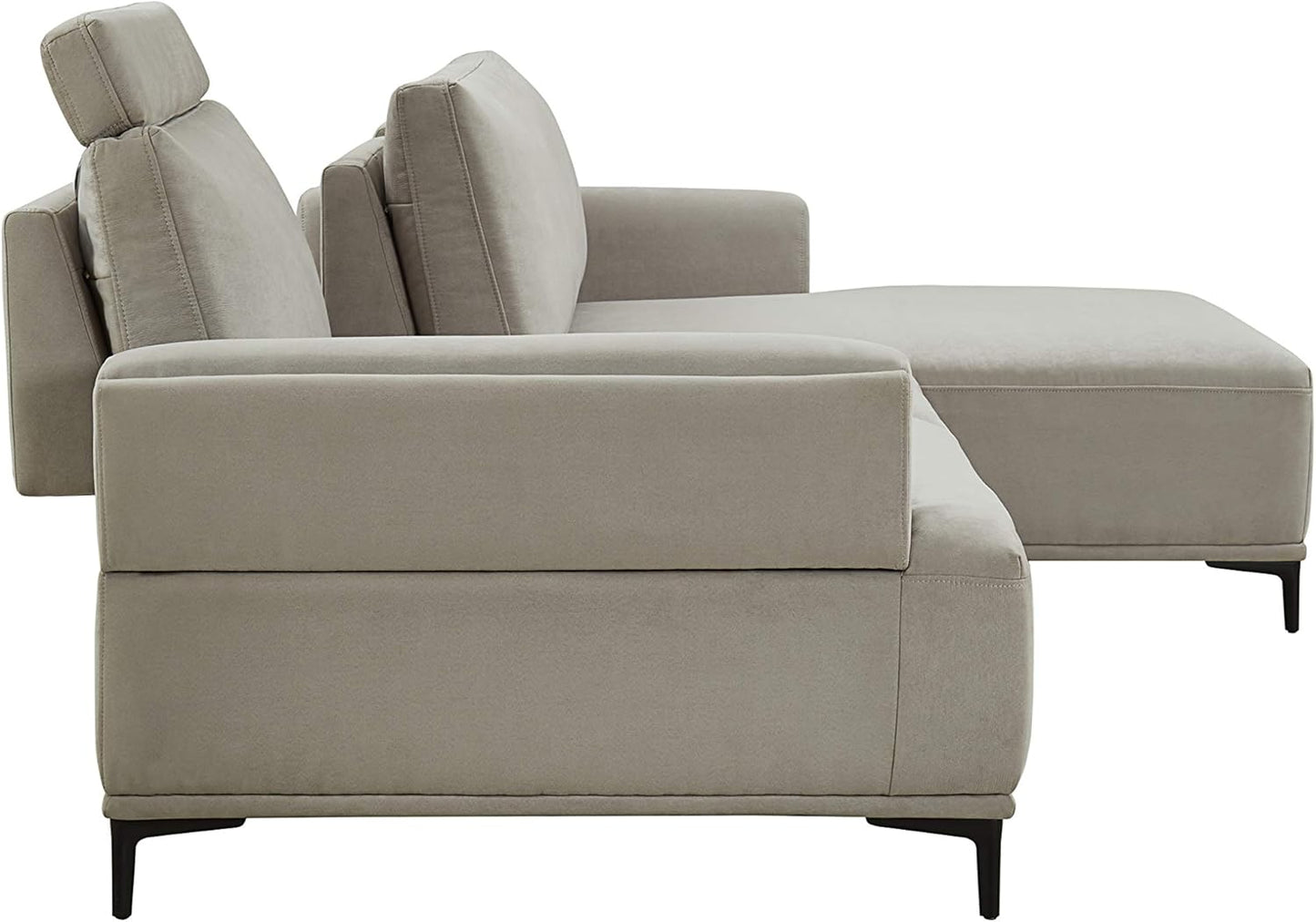 Modern Lucca Sectional Sofa with Push Back Functional, Right Facing Chaise