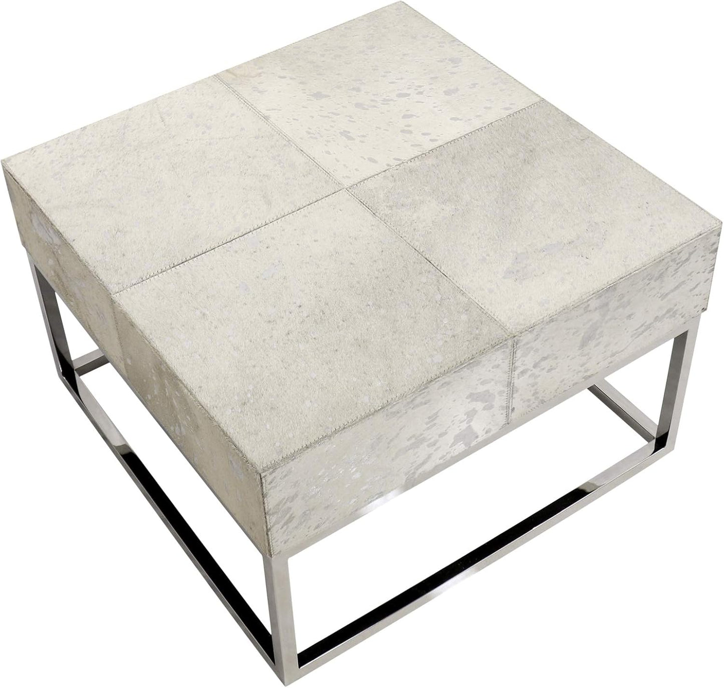 Safari Collection Silver Foil Cowhide & Steel Coffee Table