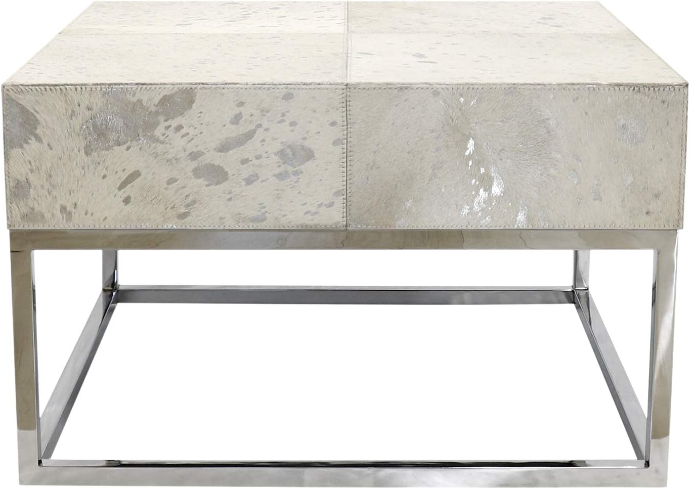Safari Collection Silver Foil Cowhide & Steel Coffee Table