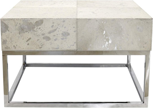 Safari Collection Silver Foil Cowhide & Steel Coffee Table