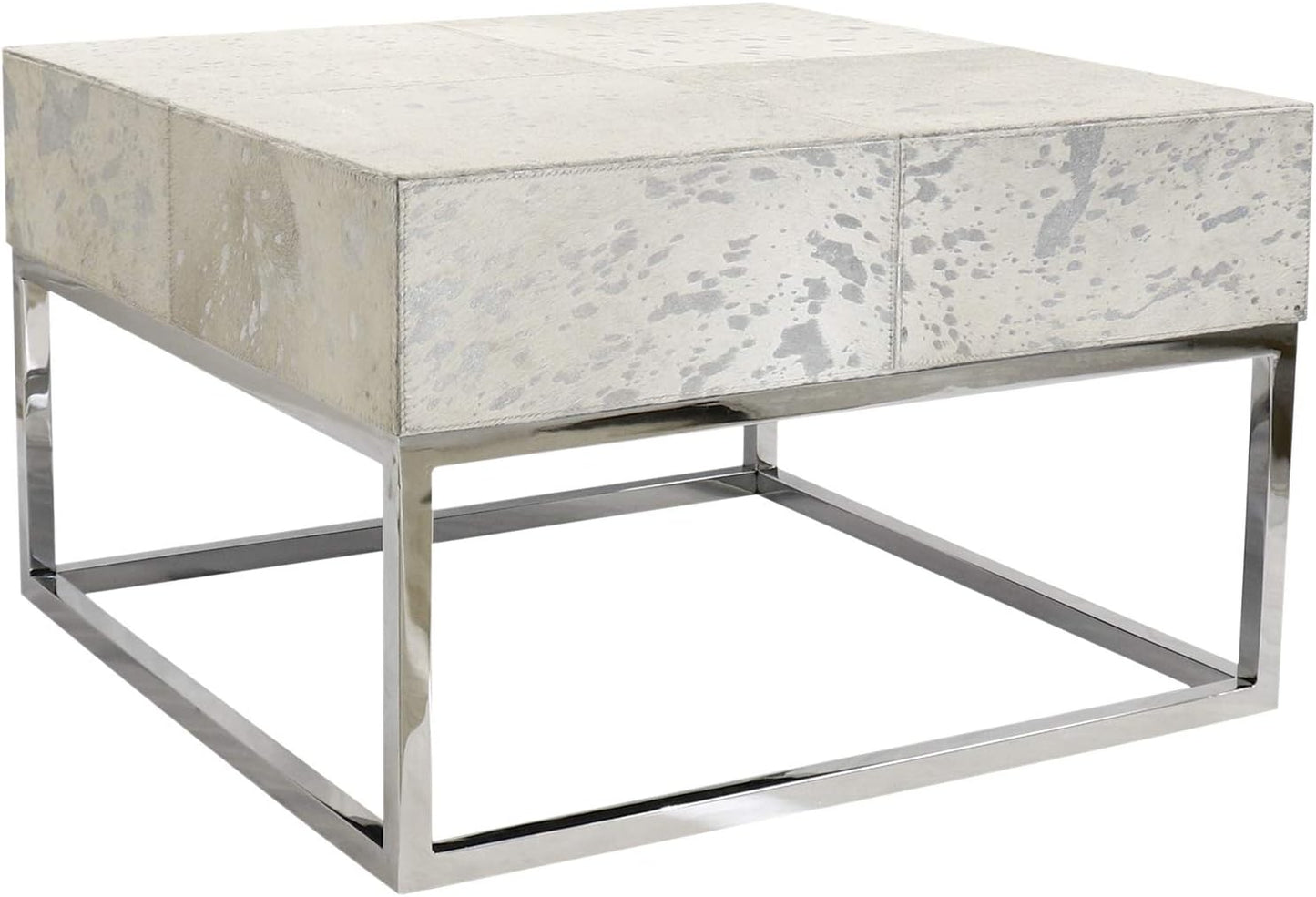 Safari Collection Silver Foil Cowhide & Steel Coffee Table