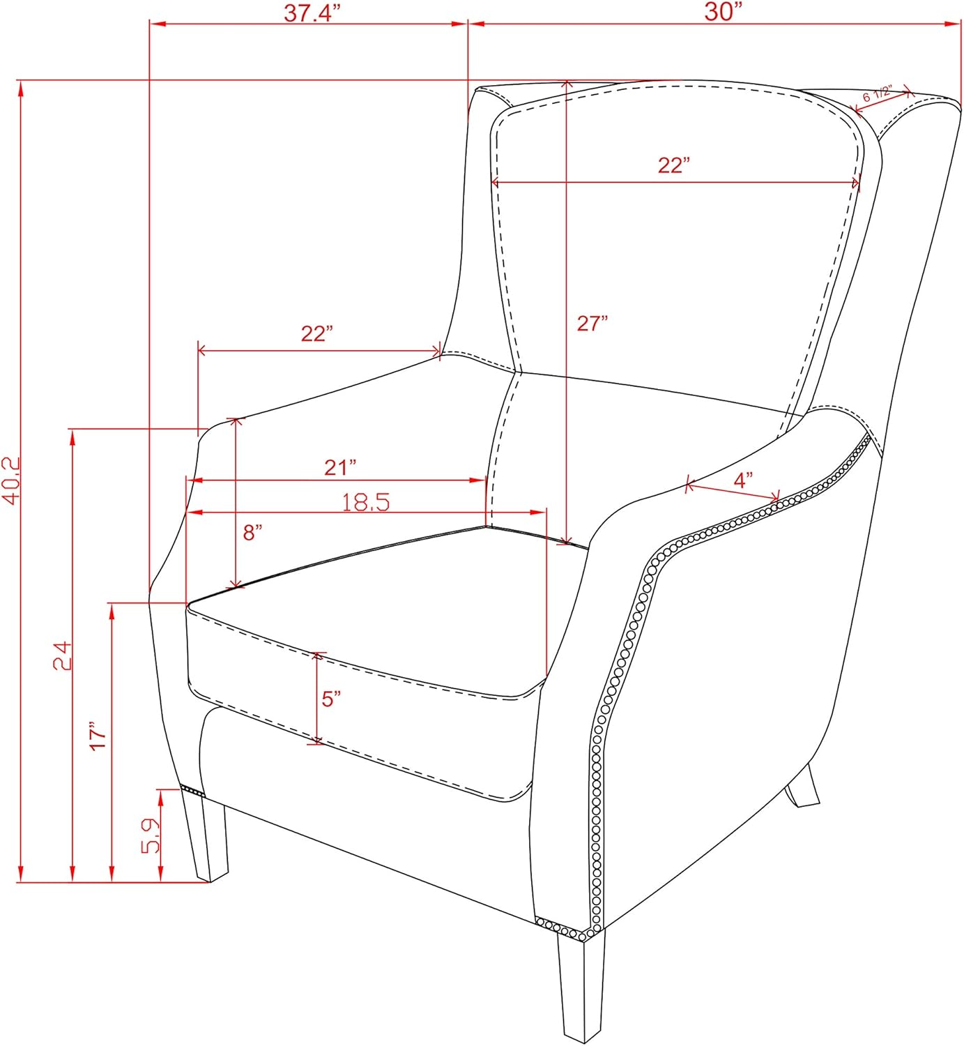 Baker Genuine Leather Wing Chair
