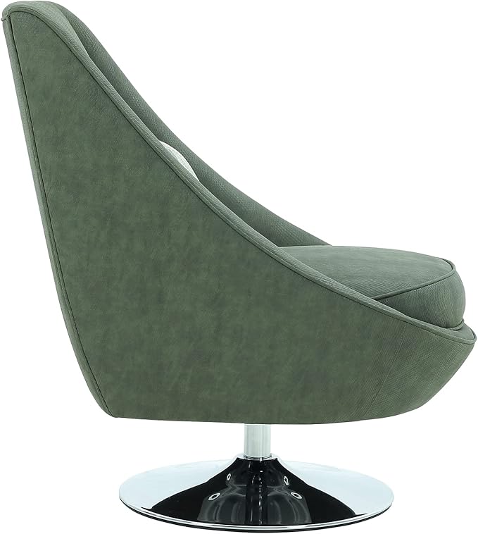 Noho Collection Silver Swivel Accent Chair with Pillow