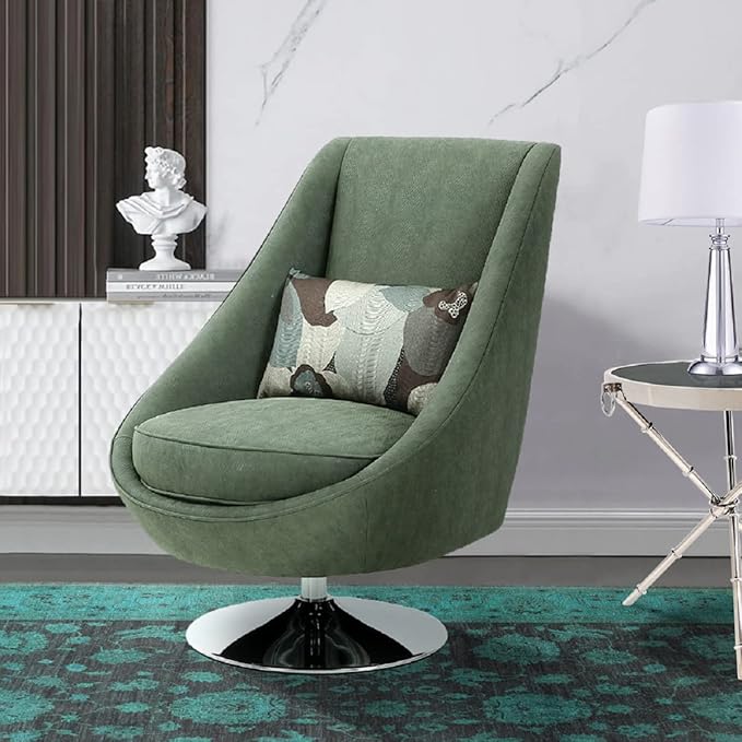 Noho Collection Silver Swivel Accent Chair with Pillow