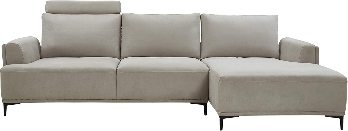 Modern Lucca Sectional Sofa with Push Back Functional, Right Facing Chaise