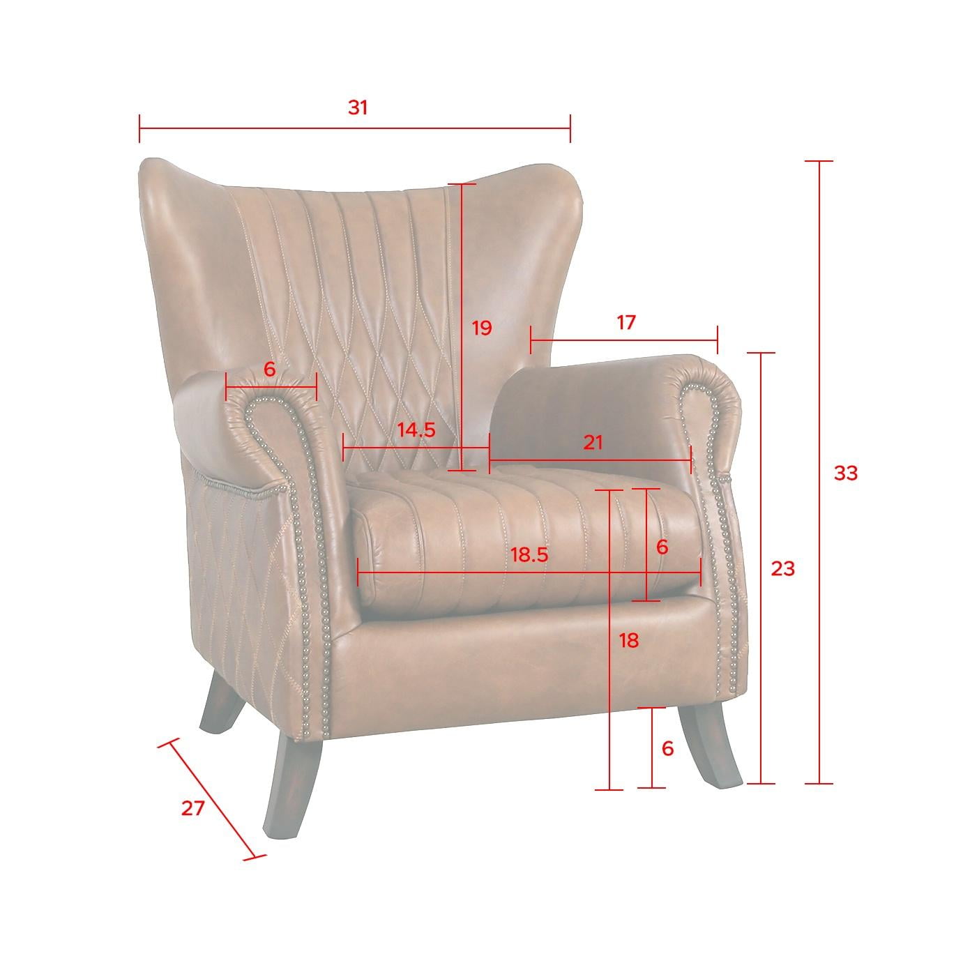 Harrison Top Grain Leather Upholstered Wing Chair