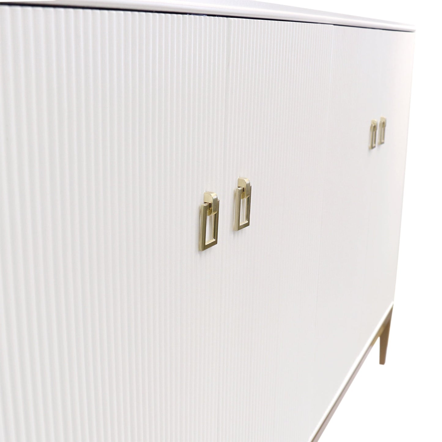 Victoria Ivory Sideboard, 4 Doors, 2 Drawer with Bronze Metal Frame